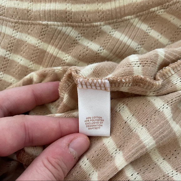 LC Lauren Conrad Tan & White Striped Short Sleeve Peplum Top XXlarge Women’s - Picture 9 of 10